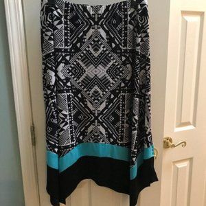 New Directions  Plus Skirt 1X Turquoise/Black